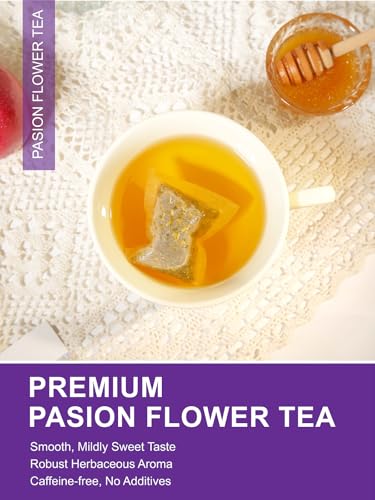 Image of TeeLux Passion Flower Tea Bags, Natural Passionflower Leaf Tea, Smooth & Full-bodied Flavor, Caffeine Free, 100 Count