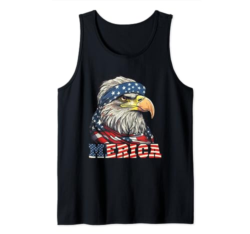 Merica USA American Flag 4th of July Patriotic Eagle Freedom Camiseta sin Mangas