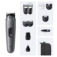 Braun All-in-One Trimmer-Set 3, 11-in-1 Multigroom, Barttrimmer, Nasenhaartrimmer, Haarschneidemaschine für Gesicht und Kopf, 50 Min Akku, 14 Längen (3–21 mm), AIO3565, Grau – Ansicht 6