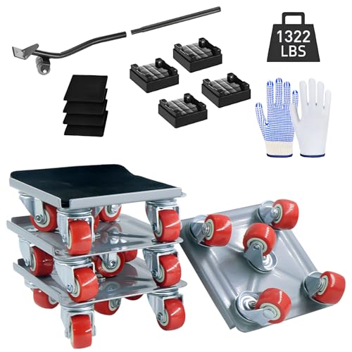 TUAKIMCE Heavy Duty Furniture Movers with 5 Swivel Wheels – 560kg Load Capacity, 360° Rotation Furniture Moving Tool Set for Sofa, Fridge, Bed & Cabinet – Durable Moving Dolly & Lifter Set