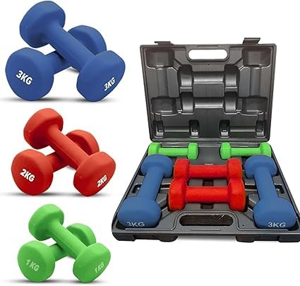 Neoprene Dumbbells Set Pair, Cast Iron Hand Weights for Home Gym Fitness, Aerobic Exercise, Strength Training, Toning, Workout Weights for Men & Women (Dumbbell Set, 12kg Set)