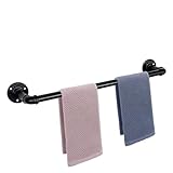Industrial Pipe Towel Bar Fixture Set,Pipe Towel Rack,Towel Horse,Bath Towel Holder,Wall Mounted DIY Style,Black Epoxy Coated Finish,24 Inch