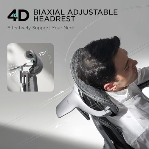 Hbada E3 Pro Ergonomic Office Chair, Big and Tall Office Chair - with 3-Zone Dynamic Lumbar Support, 4D Adjustable Headrest, 6D Adjustable Armrest, Black - 5