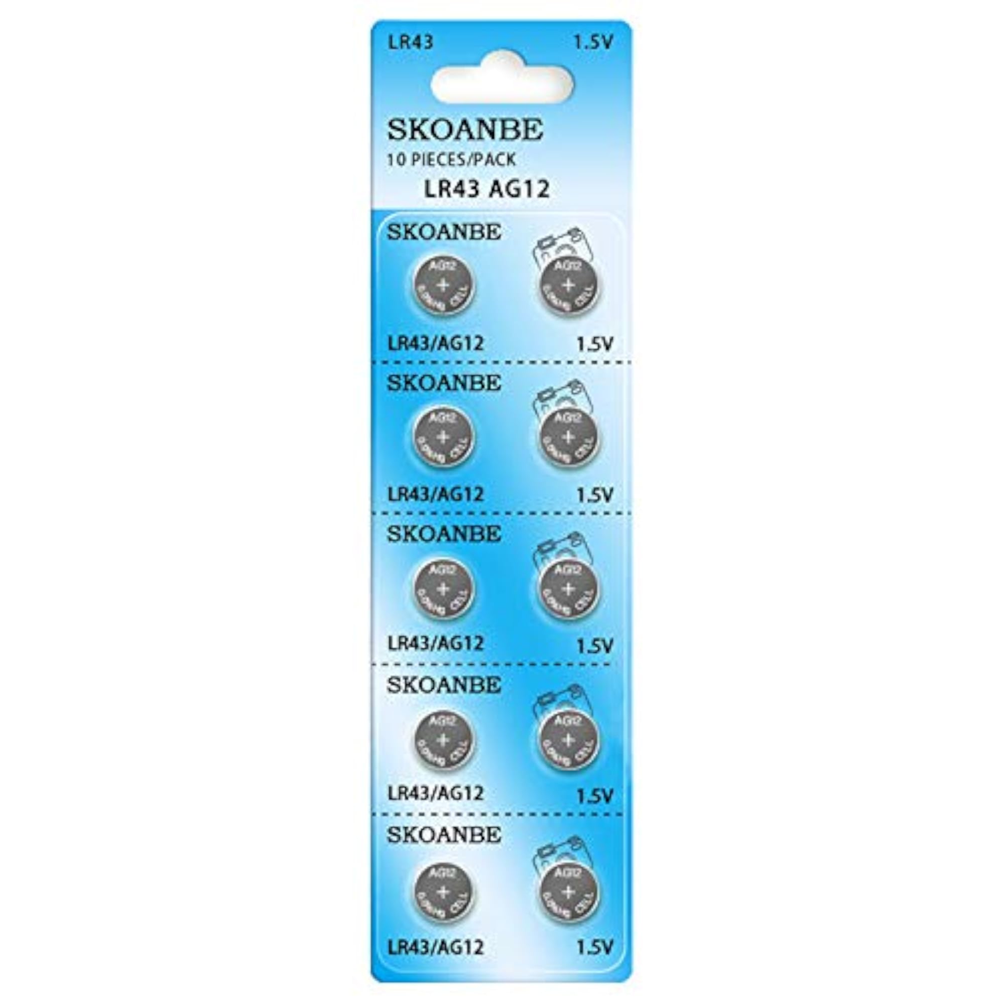 10 Pack LR43 386 AG12 301 186 1.5V Button Cell Batteries