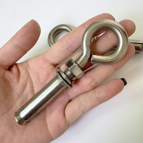 Image of Stainless Steel Expansion Screws, 2 Pack M10 Heavy Duty Shoulder Lag Eyebolts Lifting Ring Bolt Wall Anchors with Nut for Wall Ceiling Concrete Masonry