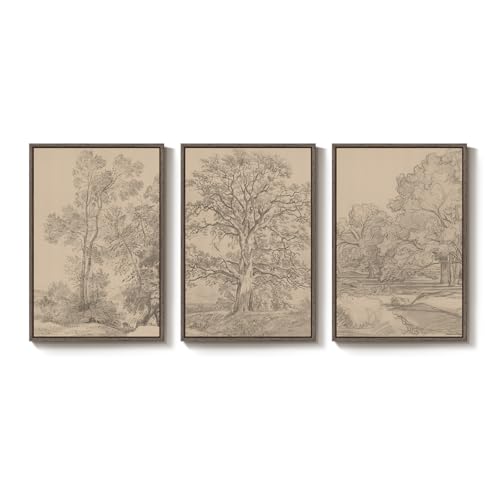 Impression sur toile de qualité supérieure : peinture murale vintage raffinée lot de 3 pièces