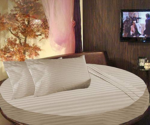 Parure de lit égyptien 600 fils : finis les draps qui glissent de votre matelas rond taupe