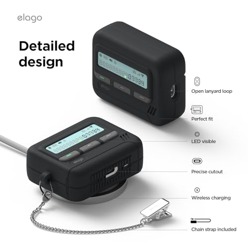 Image of elago Pager Case for AirPods Pro 3 Case Cover - Lanyard Included, Shock Resistant, Full Protection, for Men, for Women [Black]