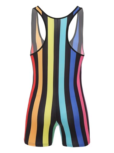 Sywiyi Mens Striped Wrestling Singlet Rompers Bodysuit Stretchy Boxer Shorts One Piece Jumpsuit4
