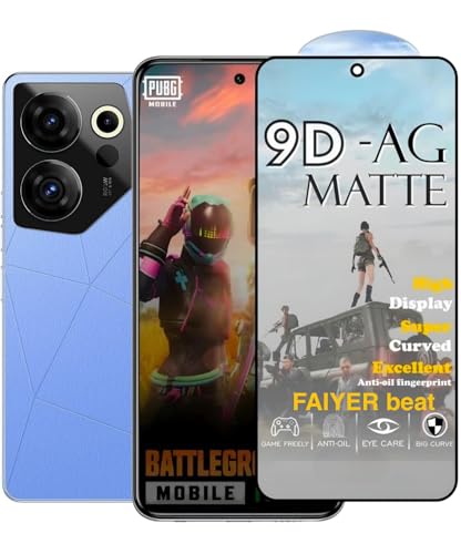 Image of Premium Tempered Glass forTECNO CAMON 20 PREMIER (matte finish glass, Pack of 1) Full Screen Coverage gaming matte Screen Protector Guard (TECNO CAMON 20 PREMIER)