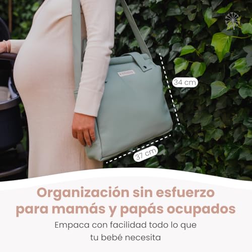 Miniatura 2 de Mimuselina Bolso Panera Bolso Carro Bebe Impermeable - Diseño Versátil Con Gran Capacidad, Asas Múltiples Y Cremallera Segura - Duradera Y Fácil De Limpiar - Exterior De Polipiel Green