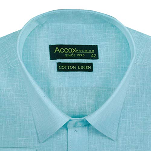 Image of ACCOX Men's Long Full Sleeves Regular Fit Cotton Linen Formal Plain Shirts(GCR53)
