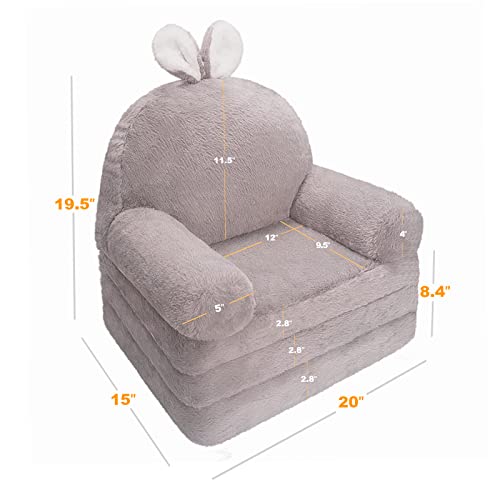 Monkiss Foldable Kids Sofa, Toddler Chair Plush With Removable Cover, Comfy Kids Couch For Kids Age 1-3 (Grey Bunny) #TOP2