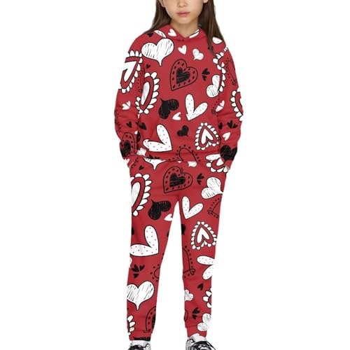 ORGYPET Heart Red Boys Jogging Suits Youths Pullover Sweatshirts 2024 Trendy Fashionable Versatile Kids Sweatsuit Youths Oversized Sweatshirt Keep Children Fresh All Day Long, L