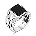 Turkish Handmade Jewelry Black Onyx Stone 925 Sterling Silver Men's Ring (10)