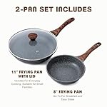 SENSARTE Nonstick Frying Pan Skillets, Swiss Granite Coating Omelette Pans, Healthy Cookware Chef's Pan, Free of Intentionally Added PFOA (8+11Inch with Lid) - Image 3