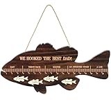 Xuhal Custom Fathers Day Gift for Dad Fishing Gift Wooden Personalized Fish Ruler Plaque Hooked The Best Dad Design Family Wall Decor with Names Message for Men Papa Grandpa Husband Fisherman Keepsake