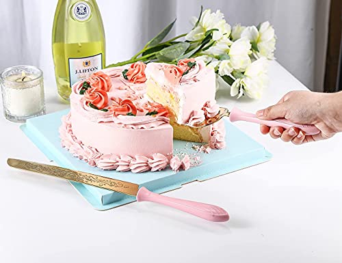 Hissf Wedding Cake Knife And Server Set, Stainless Steel Hollow Handle,Gold And Pink Cake Pie Pastry Servers, Sweet Love Cake Serving Set Perfect For Wedding, Birthday, Parties And Events #TOP5