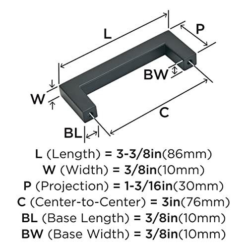 Image of Amerock Monument 3 inch (76mm) Center-to-Center Matte Black Cabinet Pull - 10 Pack