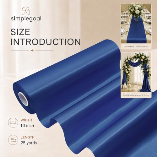 Simplegoal Navy Blue Satin Wide Ribbon 10 Inch 25 Yards Fabric Large Silk Ribbon for Gift Wrapping Cutting Ceremony Grand Opening Chair Sash Table Hair Car Bows Sewing Craft by Simplegoal - Used condition - Image 2