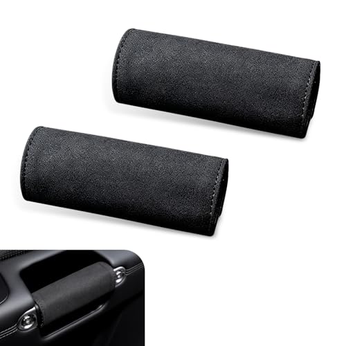 Teybouk 2 PCS Car Inside Door Handle Protectors Suede Anti-Scratch Cover with Adjustable Fixing Comfortable and Breathable Interior Accessory Universal Decoration for Most Car Armrests (Black)