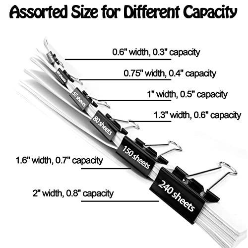 Binder Clips Paper Clamps Assorted Sizes - Viemior 120 Count (6 Sizes In One Box) Binder Clips X Large, Large, Medium, Small, Mini And Micro, Binder Clips Assorted Sizes For Office And School Supplies #TOP2