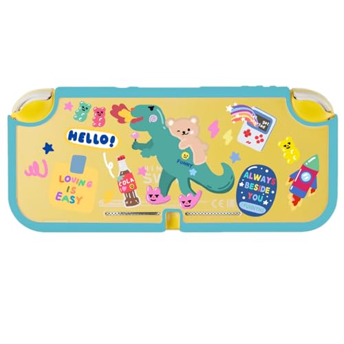 Switch Lite 保護ケース スイッチ ライト カバー かわいい 手描き 恐竜 一体型 TPU製 本体 ケース 耐衝撃 全面保護 キズ防止 着脱簡単 アクセサリー +4*親指キャップ