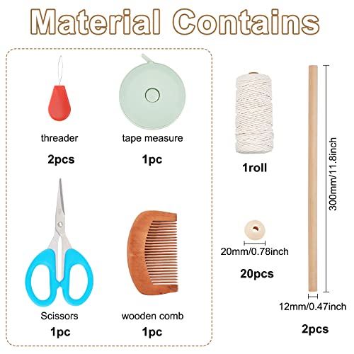 Freebloss 2 Set Macrame Feather Diy Craft Kit 100M Macrame Cord And 20Pcs Wooden Beads Boho Macrame Wall Hanging Decor Macrame Leaf Wall Hanging Macrame Diy Kit Handmade Gift For Mom Girls #TOP1