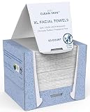 Just Clean Skin XL Dry Face Wipes (50 Ct, 1 Pack), Ultra-Absorbent Plant-Based Facial Towels, Disposable Makeup Remover Wipes for Face, No Fragrance, Hypoallergenic, 100% USDA Biobased, NEA Accepted