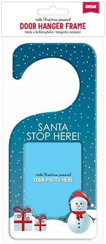 Shot2go Christmas Santa Stop Here Children's Door Hanger Decoration Blue Snowman. Personalise by inserting your own photo at home.