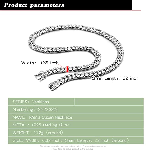 Italy Design Solid 925 Sterling Silver Miami Cuban Link Chain Men's Necklace - Box Lock Cuban Link 10 MM 22-24-26 inches Jewelry Gift3