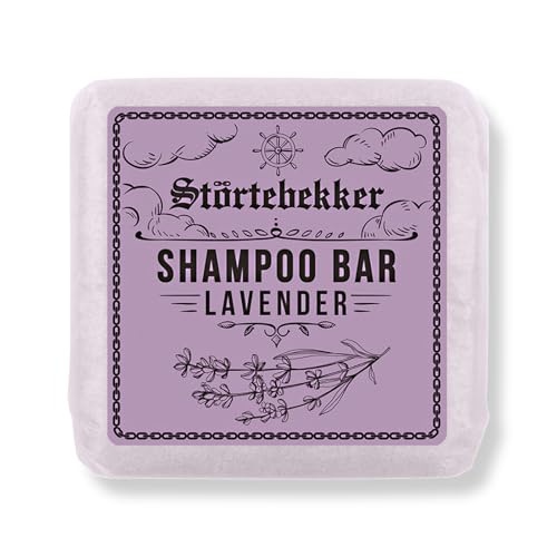Störtebekker® Premium Champú sólido Lavanda - Champú vegano hecho a mano para hombre y mujer - cuidado de ducha perfumado para la piel y el cabello - Champú hidratante sólido - Champú Bar