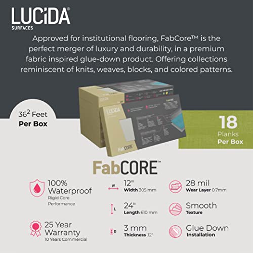 Lucida Surfaces Luxury Vinyl Floor Tiles | Glue Down Adhesive Flooring | Textured Look Plank | FabCore End Grain Blocks | Single Sample Tile