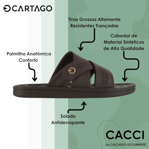 Chinelo Slide Masculino Grendene Cartago Alabama Marrom Escuro - 39