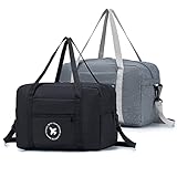 BAGZY Handgepäck 40x20x25 Ryanair Kleine Reisetasche Handgepäck Koffer Nylon Bordgepäck Handgepäck Tasche Sporttasche Faltbar Weekender Sport Fitness Gym (Schwarz+Grau)