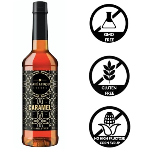 Image of NEW Vanilla & Caramel Coffee Syrup, 2 Bottles each (25.4oz)*Includes 4 Coffee Syrup Dispensers*Flavoring Syrups for Coffee, Tea and Espresso