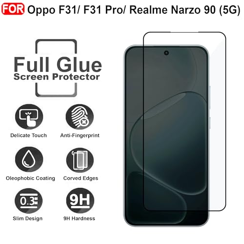 Image of CEDO Tempered Glass for Oppo F31 / F31 Pro (5G) | Screen Protector Full HD Quality Tempered Glass Anti-Scratch Edge to Edge Coverage with Easy Installation Kit (Black)