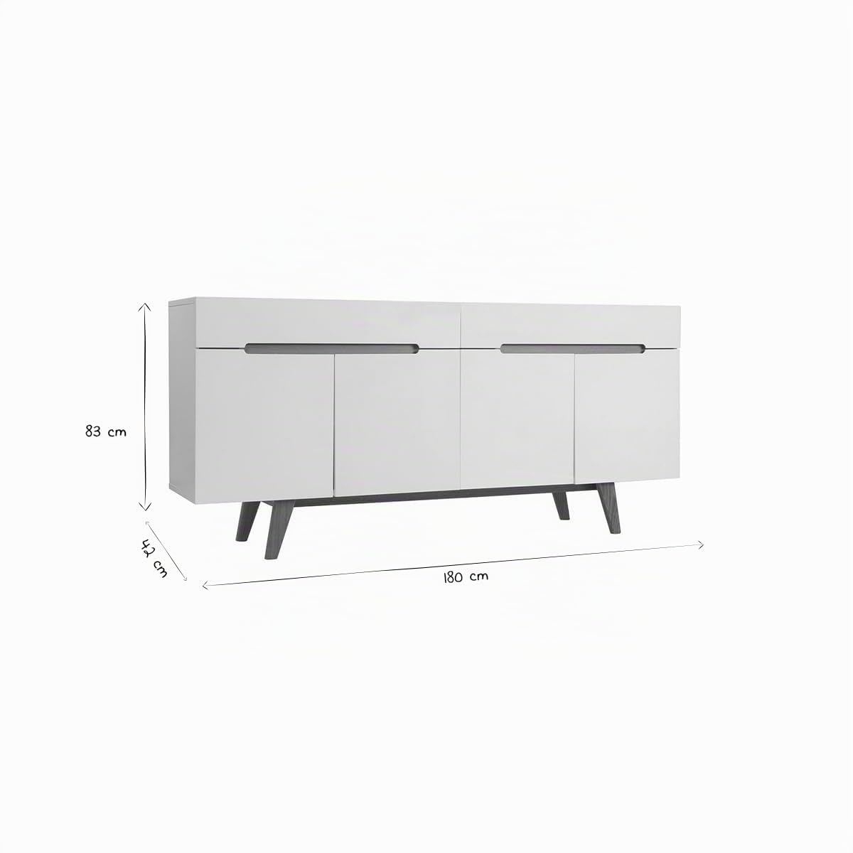 Miliboo Buffet scandinave Blanc Brillant et frêne 180cm MELKA