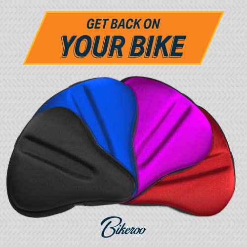 Bikeroo Large Bike Seat Cushion - Wide Gel Soft Pad Most Comfortable Exercise Bicycle Saddle Cover For Women And Men - Fits Spin And Stationary Bikes #TOP7