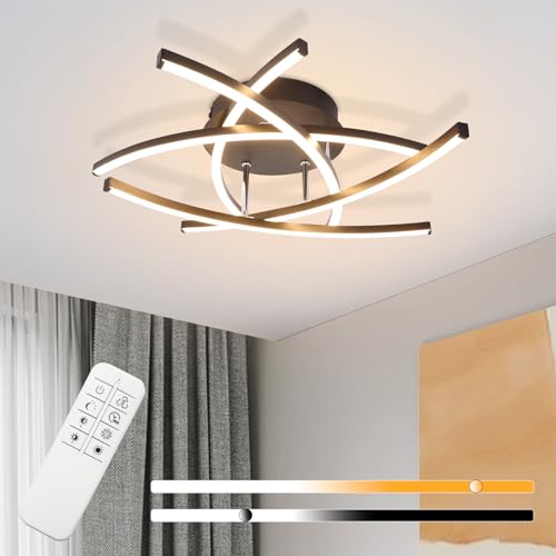 Homefire Lámpara de Techo LED Luz de Techo Sala de Estar - 32W Regulable Cocina Lámpara Negro con Control Remoto Sala de Estar Lámpara de Dormitorio Pasillo Lámpara de Techo para Habitación de Niños
