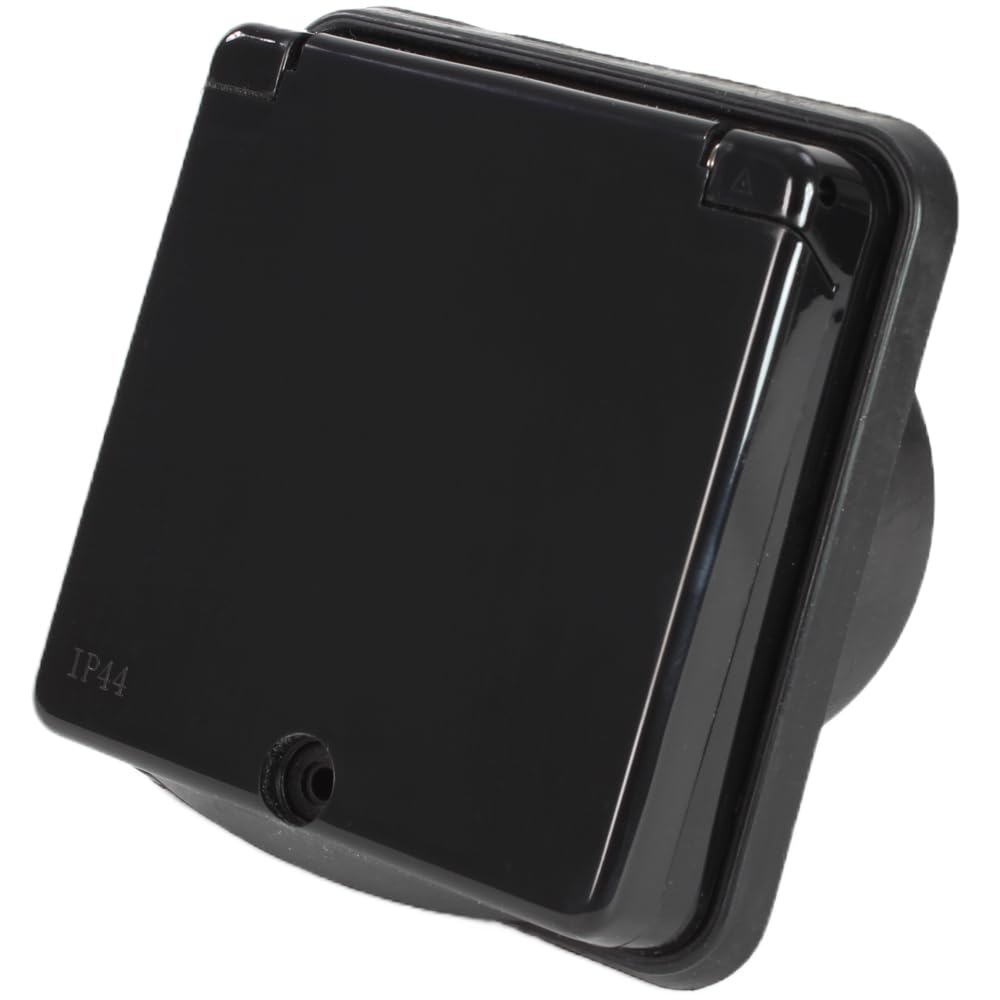 HABA Presa da esterno IP44 Schuko 220-240 V nero per roulotte camper caravan