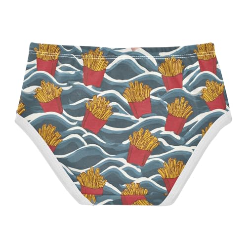 Wusikd Waves French Fries Girls' Underwear Cotton Red Girls Briefs Soft Toddler Underwear 2T2