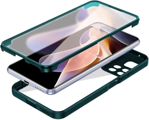 FERLAN Funda Compatible Xiaomi Redmi NOTE10 5G/Note 10T 5G/Poco M3 Pro 4G/Poco M3 Pro 5G,360 Grados Antichoque Antipolvos Protección Carcasa Fundas con Protector de Pantalla Incorporado Case Verde