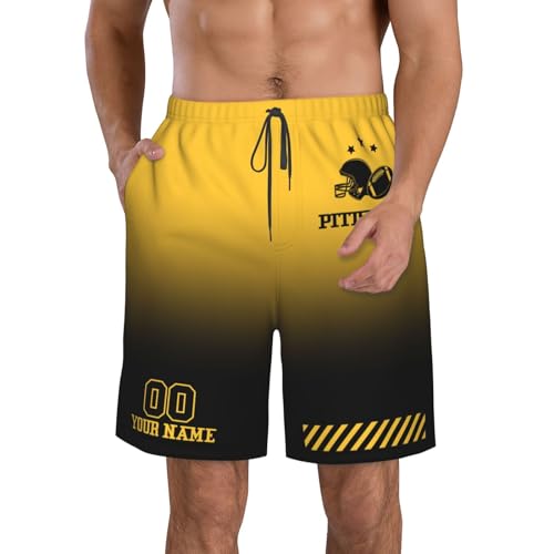 Custom Men's Quick Dry Beach Shorts Personalized Name Number Swim Trunks Beachwear Fans Gift for Men