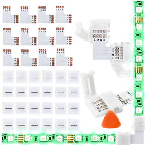 YOXMULK 12PCS L Shape 4 Pin Led Strip Connectors 8mm