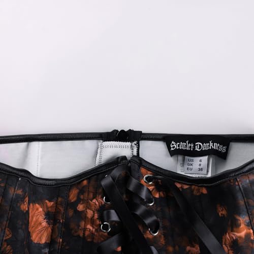 Image of Scarlet Darkness Corset Belt for Women Floral Lace Up Boned Underbust Corset Waist Belts