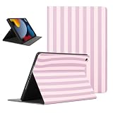 Mrtponk Classic Striped Tablet Case for iPad Pro 2021/2020/2018 12.9", Fashion Pink Purple Stripe Vertical Stripes Geometric Line Cover Soft TPU Protective PU Leather Flip Holder Cases for Girl Women