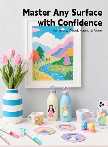 Image of 48 Colors Acrylic Paint Markers with App Dual Brush and Fine Tip Paint Pens | Multi-surface | Odorless | Free APP | Water-based | for Eggs Wood Rock Canvas Fabric Plastic Stone Glass Ceramic DIY Crafts