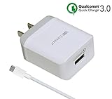 [Quick Charge 3.0] Rapid Fast Wall Charger Compatible LG V10 G4 G Flex 2,HTC One M9 A9,Nexus 6,Samsung Galaxy S6 S7 Edge Plus,Note 5,Sony,Moto,ASUS Phone (3.3ft Micro USB Cable Included)