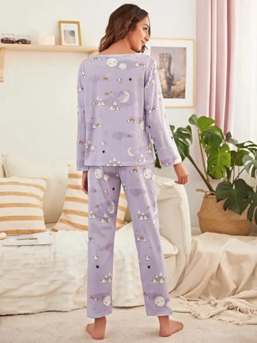 Image of Louis Luxe Womens Korean Night Dress || Full Pyjama Set || Korean Nightsuit || Women Nightwear ||Round Neck Full Sleeve Nightsuit || Loungewear || Everyday Nightdress (ND-02)